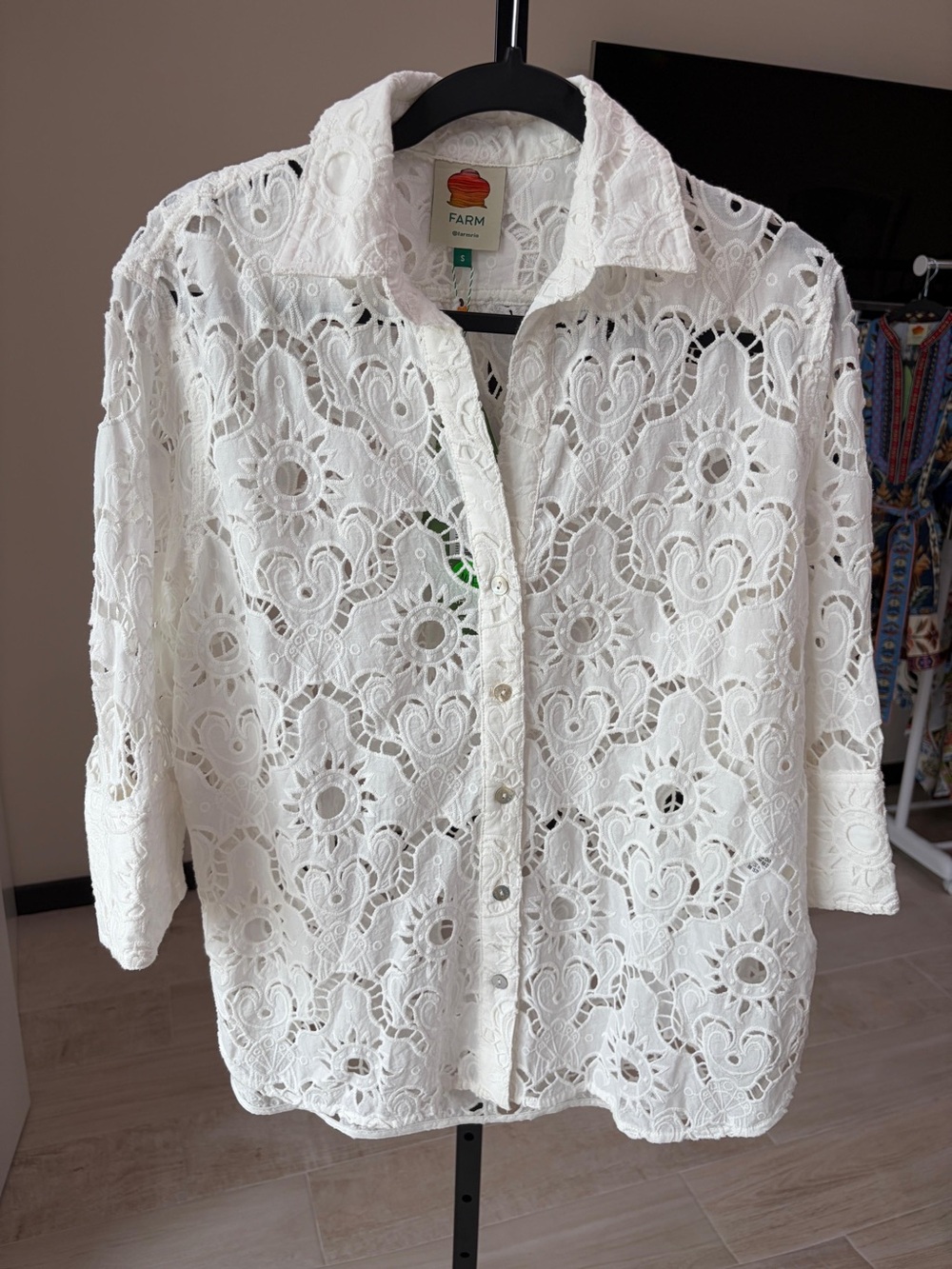 Farm Rio White Sun Eyelet Shirt - Picture 7 of 10